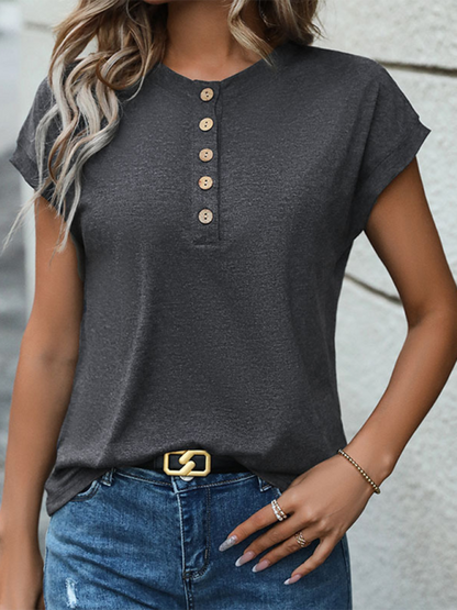 T-Shirts- The Essential Henley T-Shirt for Women- - IndioGear.com