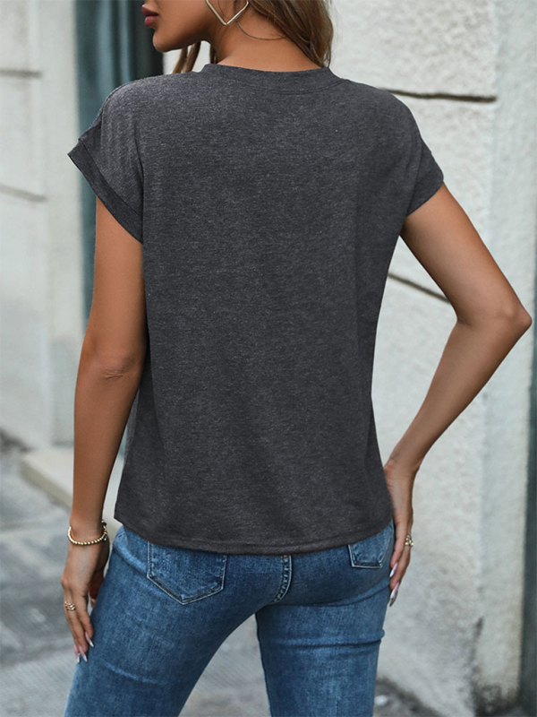 T-Shirts- The Essential Henley T-Shirt for Women- - IndioGear.com