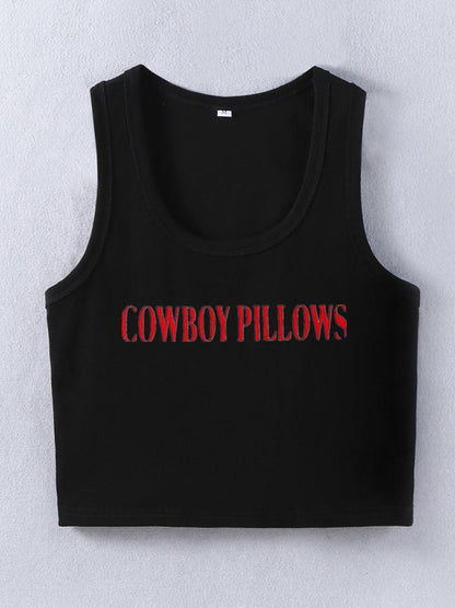 Tank Tops- Women's Cowgirl Pillow Print Tank Top in Cotton- - IndioGear Fashion and Gear