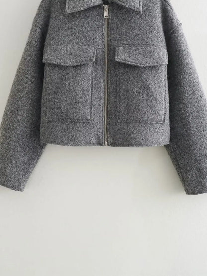 Teddy Jackets- Women Cropped Teddy Jacket for Trendy Winter Layers- - Chuzko Women Clothing