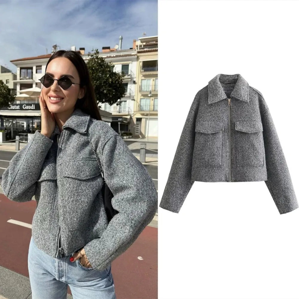 Teddy Jackets- Women Cropped Teddy Jacket for Trendy Winter Layers- - Chuzko Women Clothing