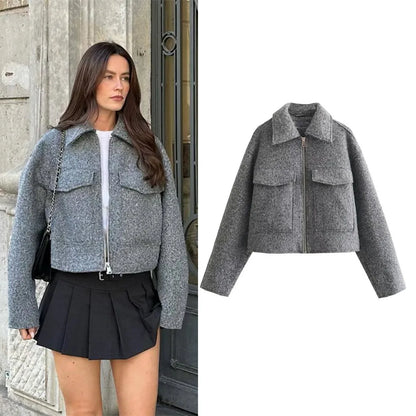 Teddy Jackets- Women Cropped Teddy Jacket for Trendy Winter Layers- - Chuzko Women Clothing