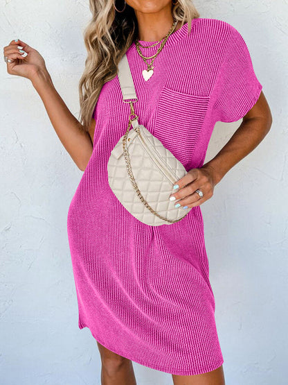 Striped Crew Neck Tee Dress for Women