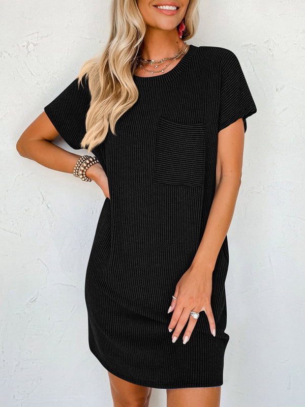 Striped Crew Neck Tee Dress for Women