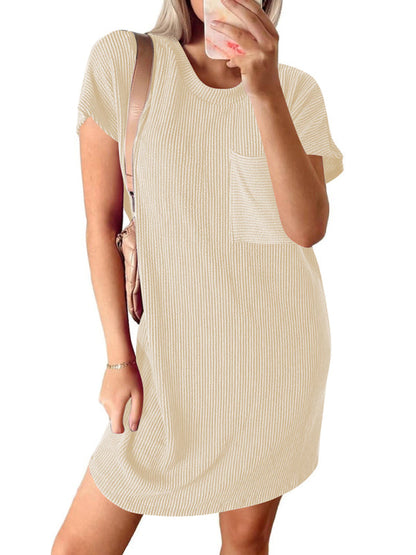 Striped Crew Neck Tee Dress for Women