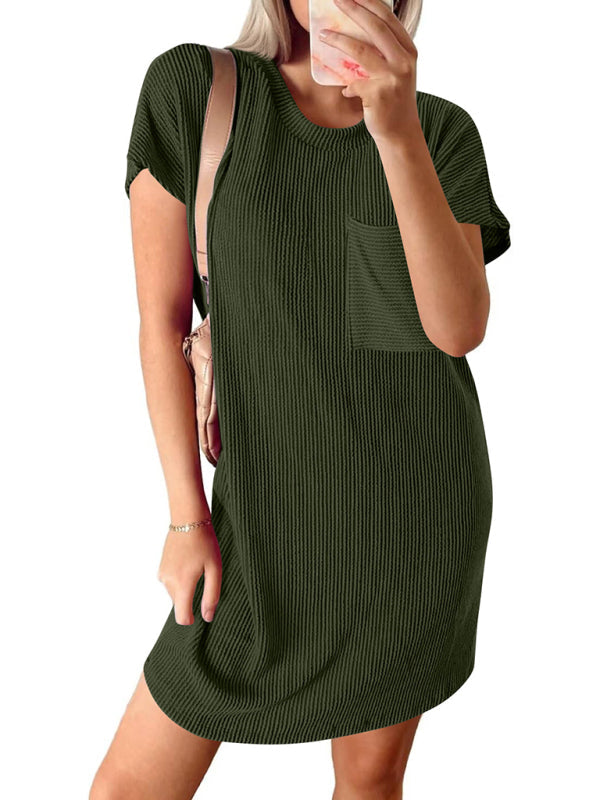 Striped Crew Neck Tee Dress for Women