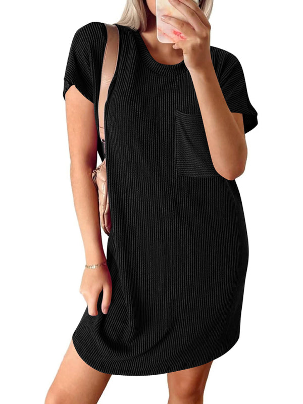 Striped Crew Neck Tee Dress for Women