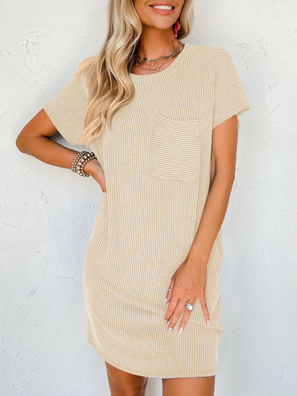 Striped Crew Neck Tee Dress for Women