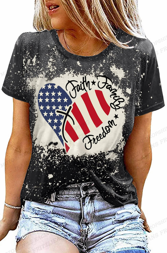 Tees- Celebrate America Patriotic Print T-Shirt for Women & Girls- Love Print- IndioGear Fashion and Gear