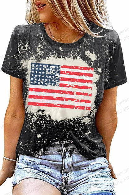 Tees- Celebrate America Patriotic Print T-Shirt for Women & Girls- Grey- IndioGear Fashion and Gear