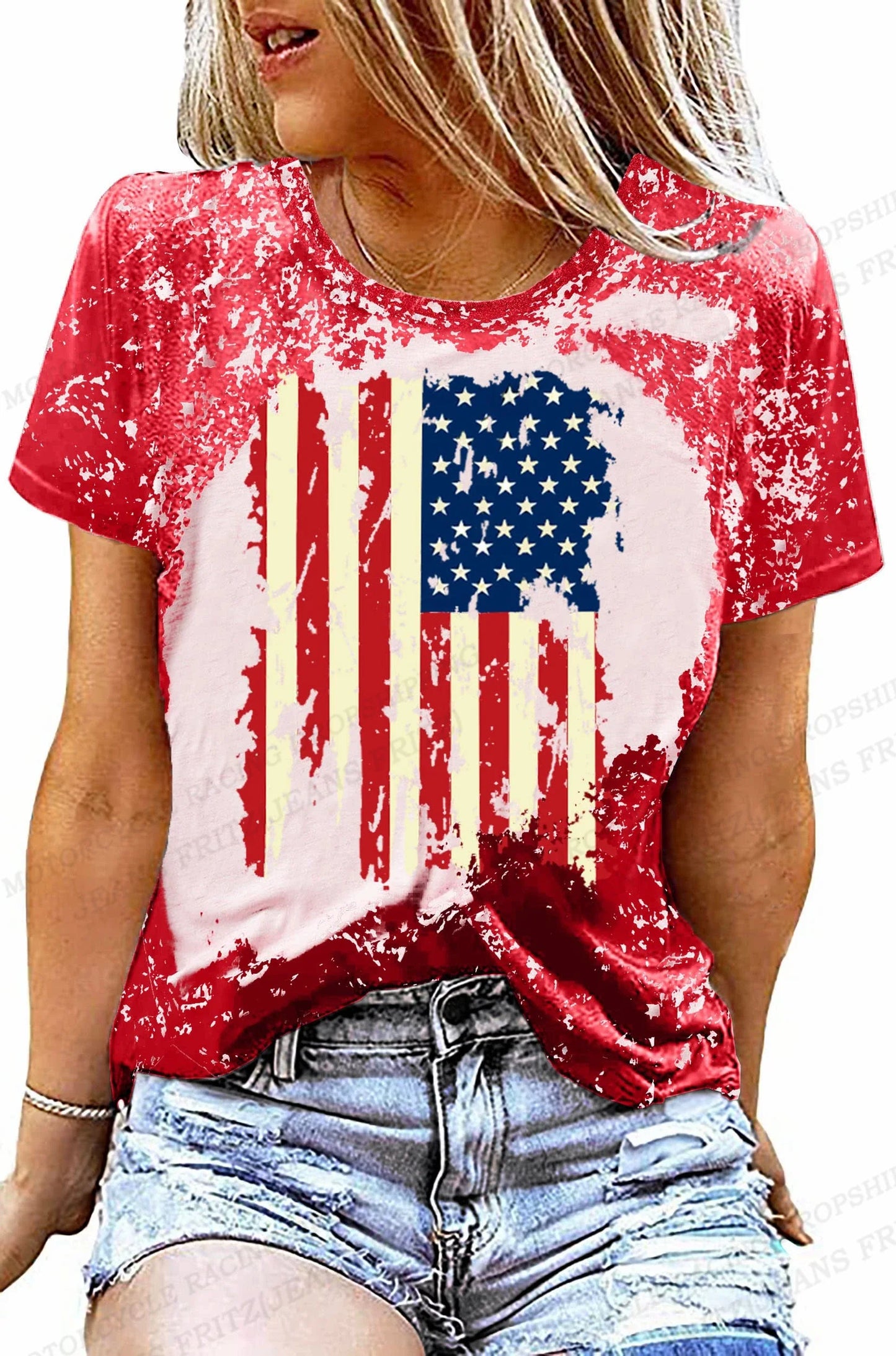 Tees- Celebrate America Patriotic Print T-Shirt for Women & Girls- - IndioGear Fashion and Gear