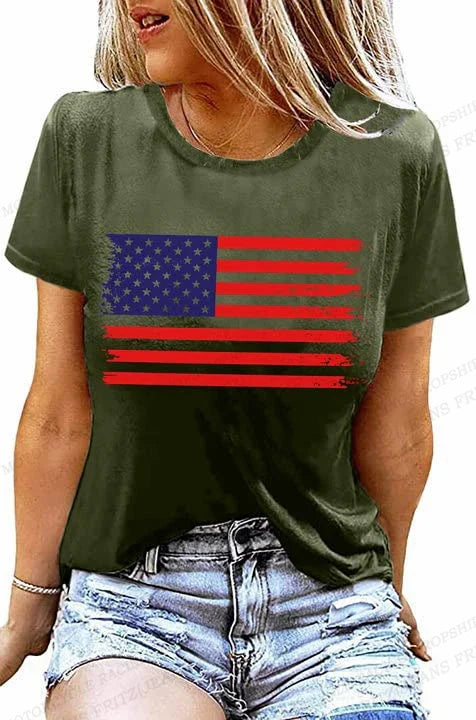 Tees- Celebrate America Patriotic Print T-Shirt for Women & Girls- - IndioGear Fashion and Gear