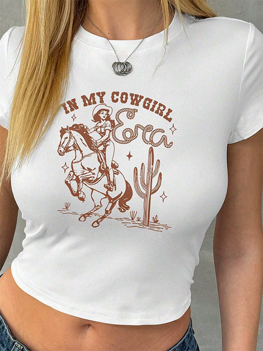 Tees- Cowgirl Era Tee - Crop T-Shirt- Pattern3- IndioGear.com