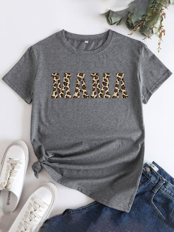 Tees- Mama Day Women's Cotton Tee with Heartfelt Print- Charcoal grey- IndioGear Fashion and Gear