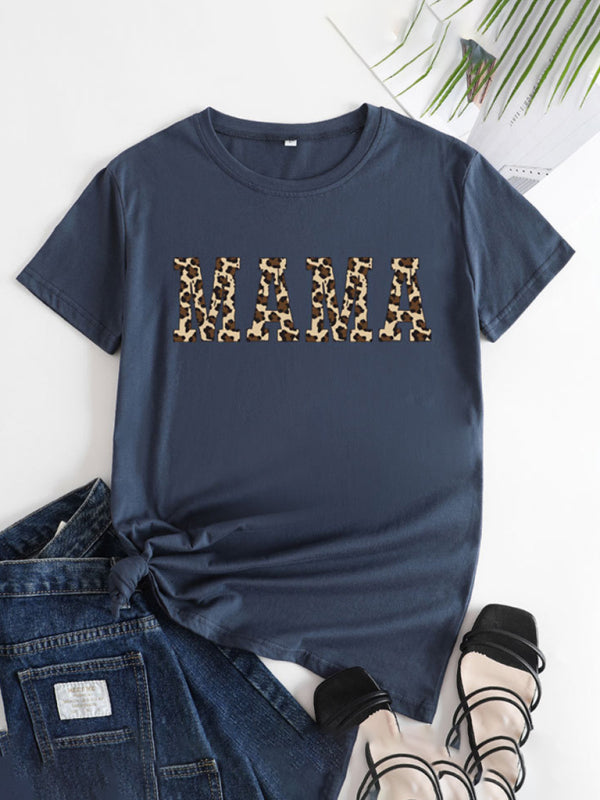 Tees- Mama Day Women's Cotton Tee with Heartfelt Print- Purplish blue navy- IndioGear Fashion and Gear