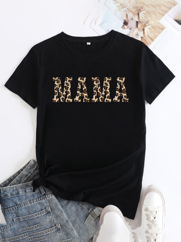 Tees- Mama Day Women's Cotton Tee with Heartfelt Print- Black- IndioGear Fashion and Gear