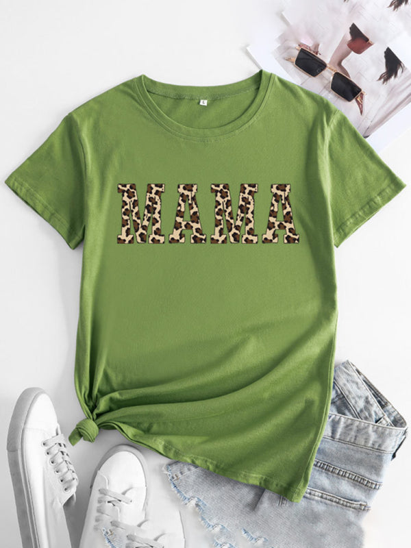 Tees- Mama Day Women's Cotton Tee with Heartfelt Print- Olive green- IndioGear Fashion and Gear