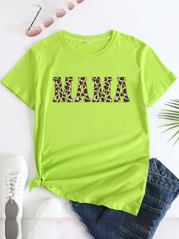 Tees- Mama Day Women's Cotton Tee with Heartfelt Print- Chartreuse- IndioGear Fashion and Gear