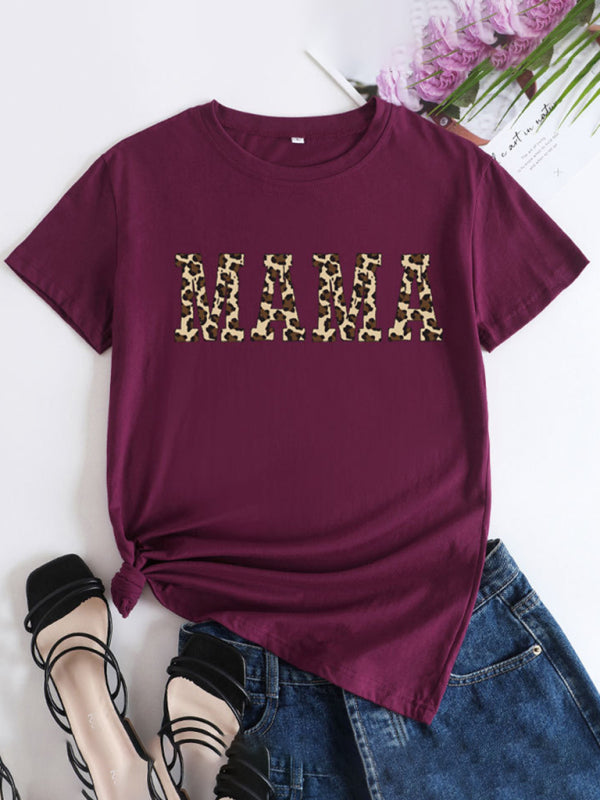 Tees- Mama Day Women's Cotton Tee with Heartfelt Print- Wine Red- IndioGear Fashion and Gear