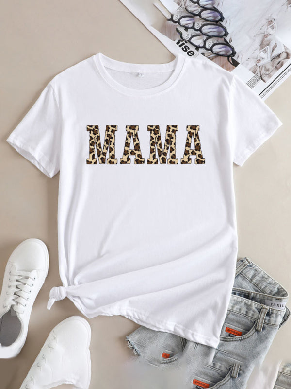 Tees- Mama Day Women's Cotton Tee with Heartfelt Print- White- IndioGear Fashion and Gear