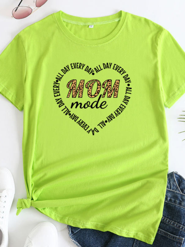 Tees- Mom Day Women's Cotton Tee with Short Sleeves- Chartreuse- IndioGear Fashion and Gear