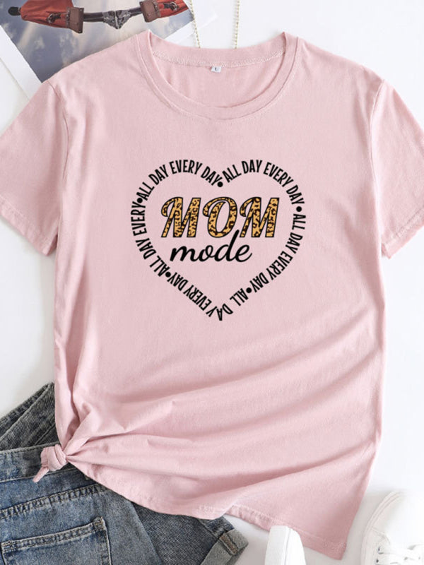 Tees- Mom Day Women's Cotton Tee with Short Sleeves- Pink- IndioGear Fashion and Gear