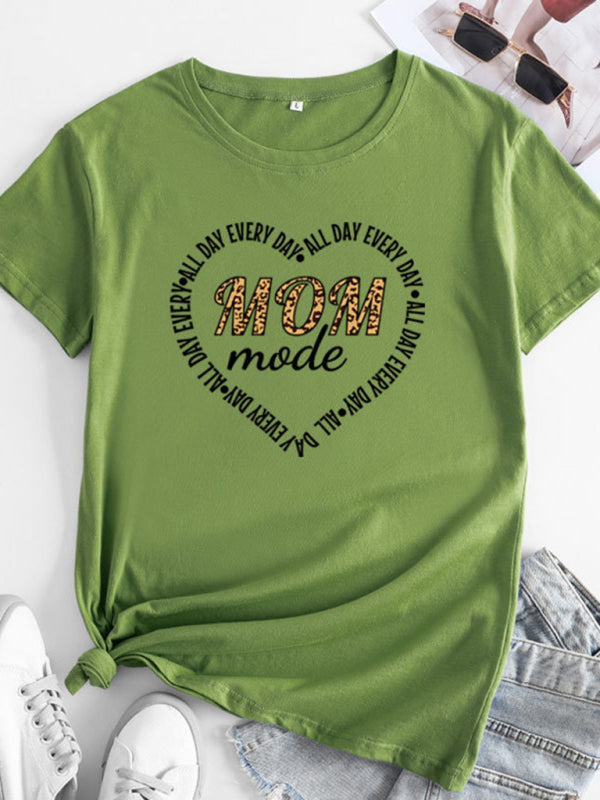 Tees- Mom Day Women's Cotton Tee with Short Sleeves- Olive green- IndioGear Fashion and Gear