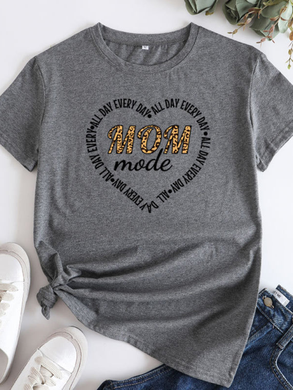 Tees- Mom Day Women's Cotton Tee with Short Sleeves- Charcoal grey- IndioGear Fashion and Gear