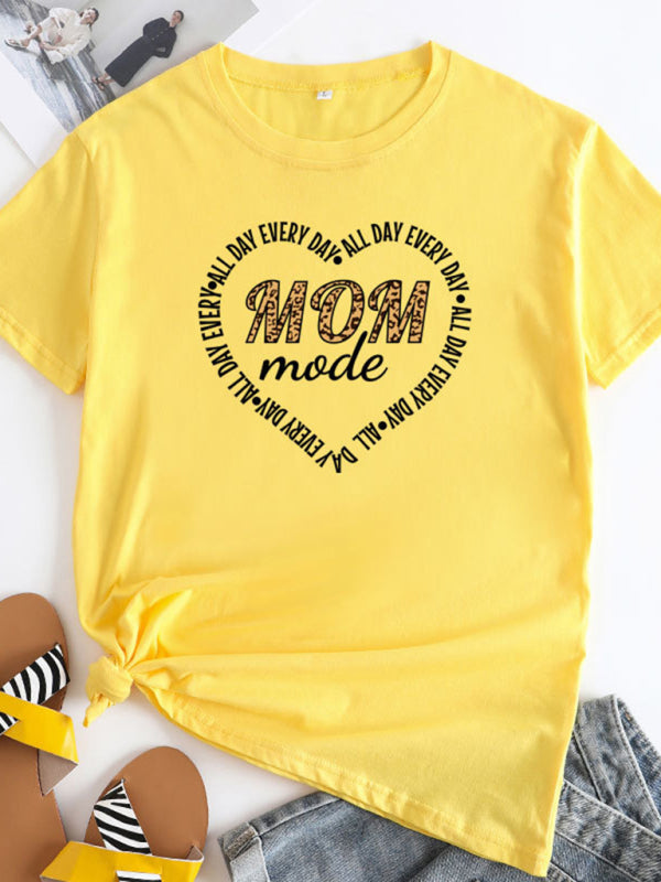 Tees- Mom Day Women's Cotton Tee with Short Sleeves- Yellow- IndioGear Fashion and Gear