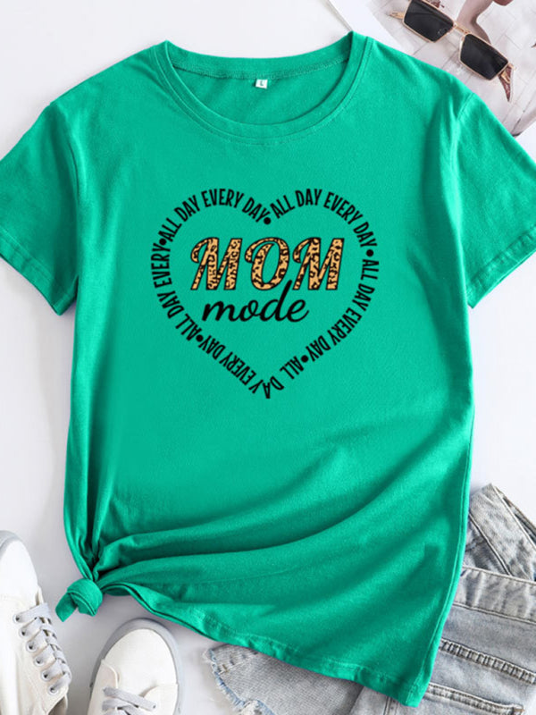 Tees- Mom Day Women's Cotton Tee with Short Sleeves- Deep green- IndioGear Fashion and Gear