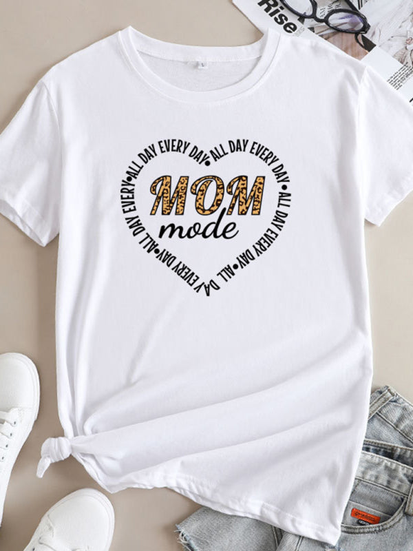 Tees- Mom Day Women's Cotton Tee with Short Sleeves- White- IndioGear Fashion and Gear