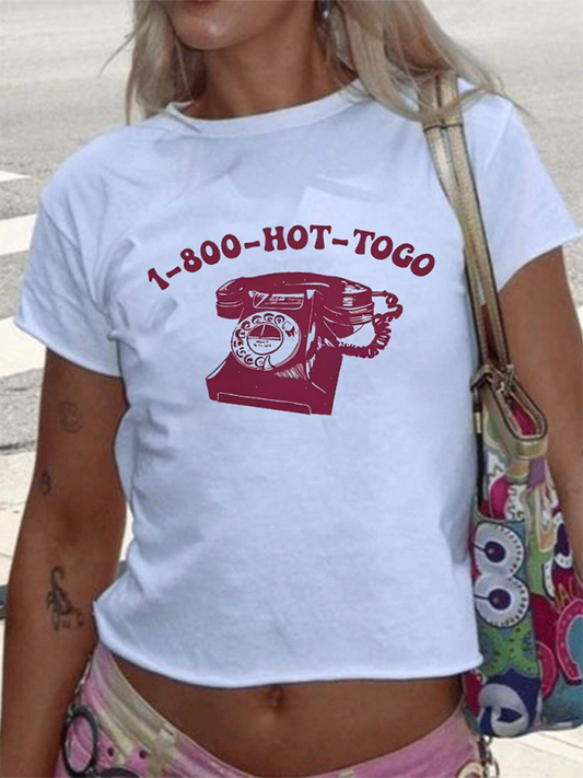 Tees- Women '1-800-HOT-TOGO' Shirt - Crop Tee- Pattern3- IndioGear.com