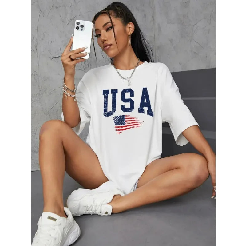 Tees- Women USA Tee for Independence Day- - IndioGear Fashion and Gear