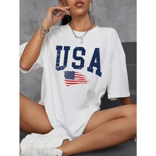 Tees- Women USA Tee for Independence Day- - IndioGear Fashion and Gear