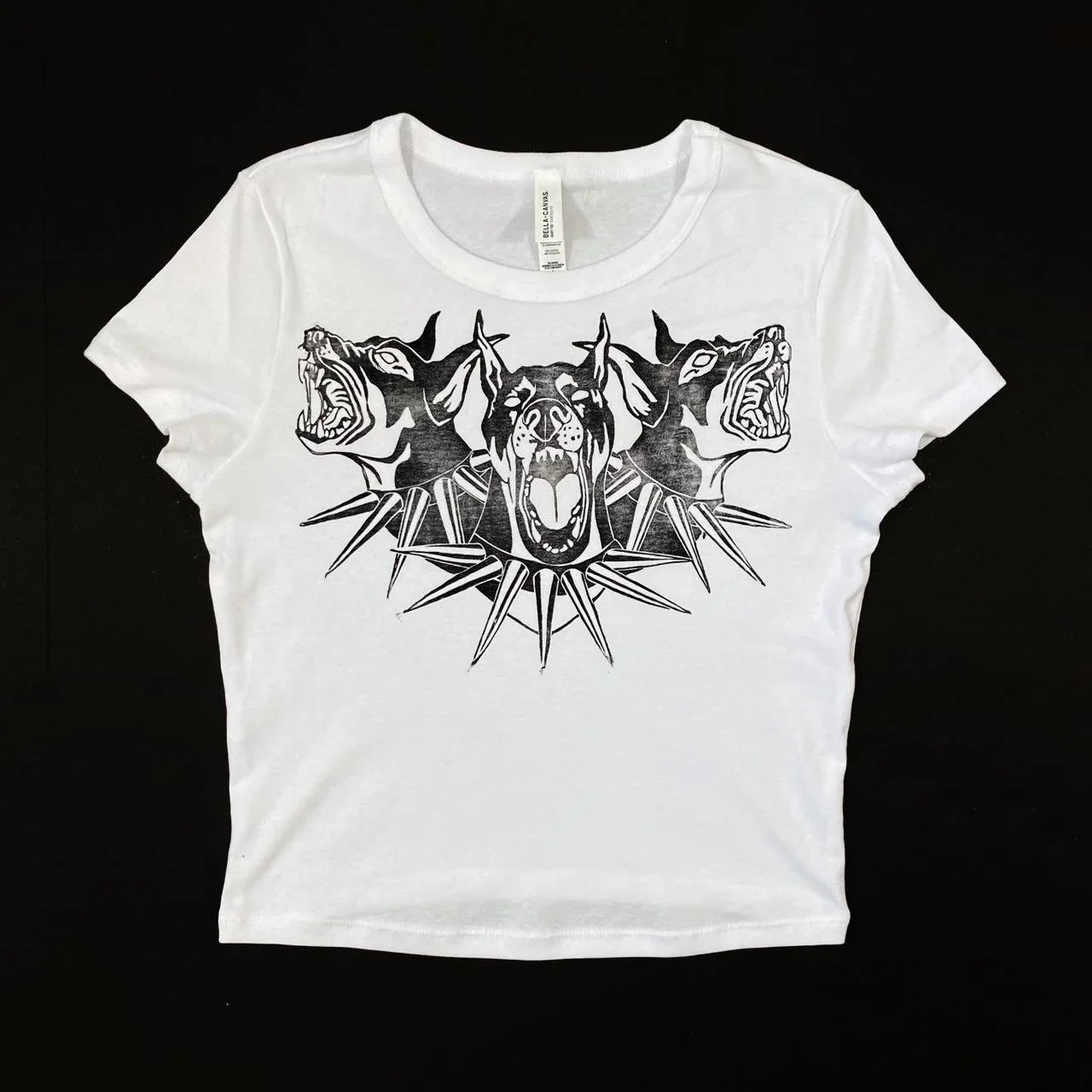 Tees- Women's Crop Tee with Edgy Graphic Print- White- IndioGear Fashion and Gear