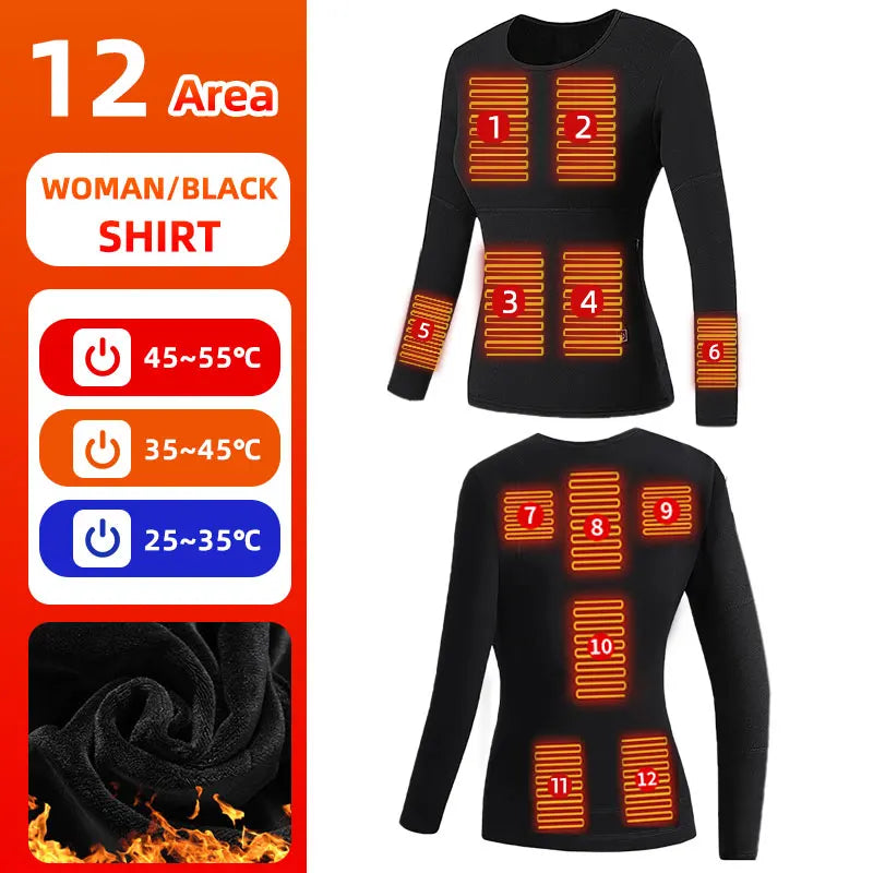 Thermal Outfits - 22 Zone Heated Underwear USB Thermals for Outdoor