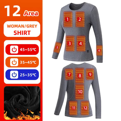 Thermal Outfits - 22 Zone Heated Underwear USB Thermals for Outdoor