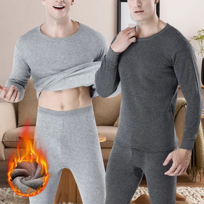 Thermal Set - Men's Fleece-Lined Thermal Set Sleepwear Winter Loungewear