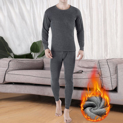 Thermal Set - Men's Fleece-Lined Thermal Set Sleepwear Winter Loungewear