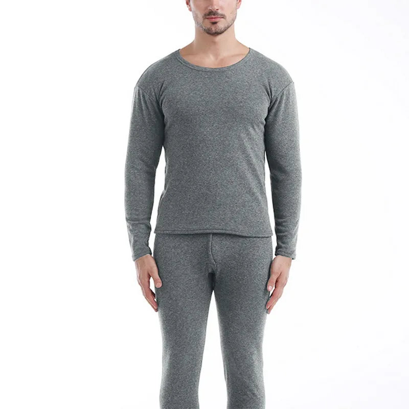 Thermal Set - Men's Fleece-Lined Thermal Set Sleepwear Winter Loungewear