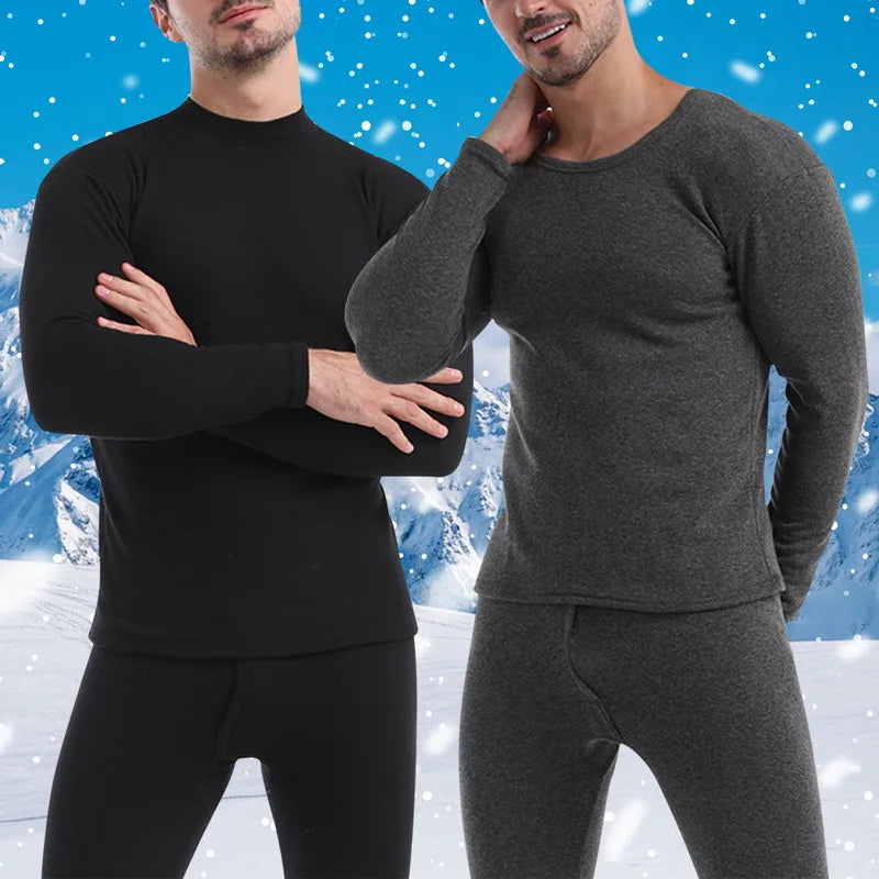 Thermal Set - Men's Fleece-Lined Thermal Set Sleepwear Winter Loungewear