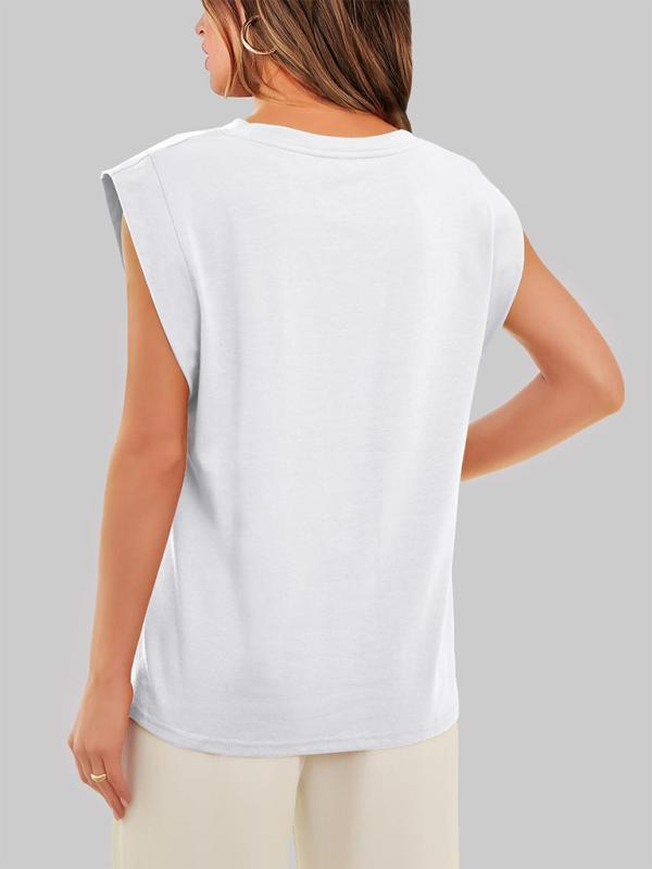 Tops- Essential Solid Cap Sleeves Blouse for Women- - IndioGear.com