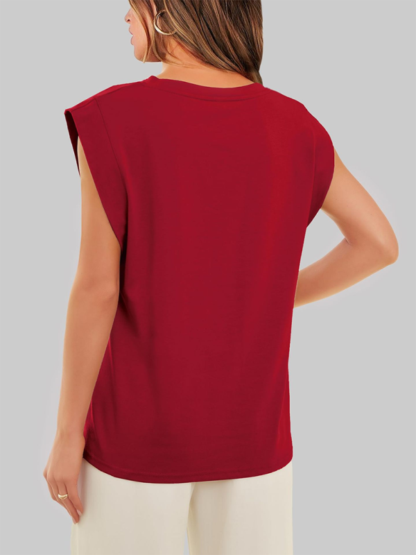 Tops- Essential Solid Cap Sleeves Blouse for Women- - IndioGear.com