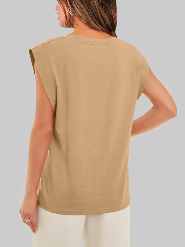 Tops- Essential Solid Cap Sleeves Blouse for Women- - IndioGear.com