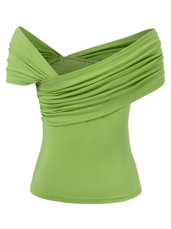 Tops- Off-Shoulder Slim Fit Rosette Side Top for Women- - IndioGear.com