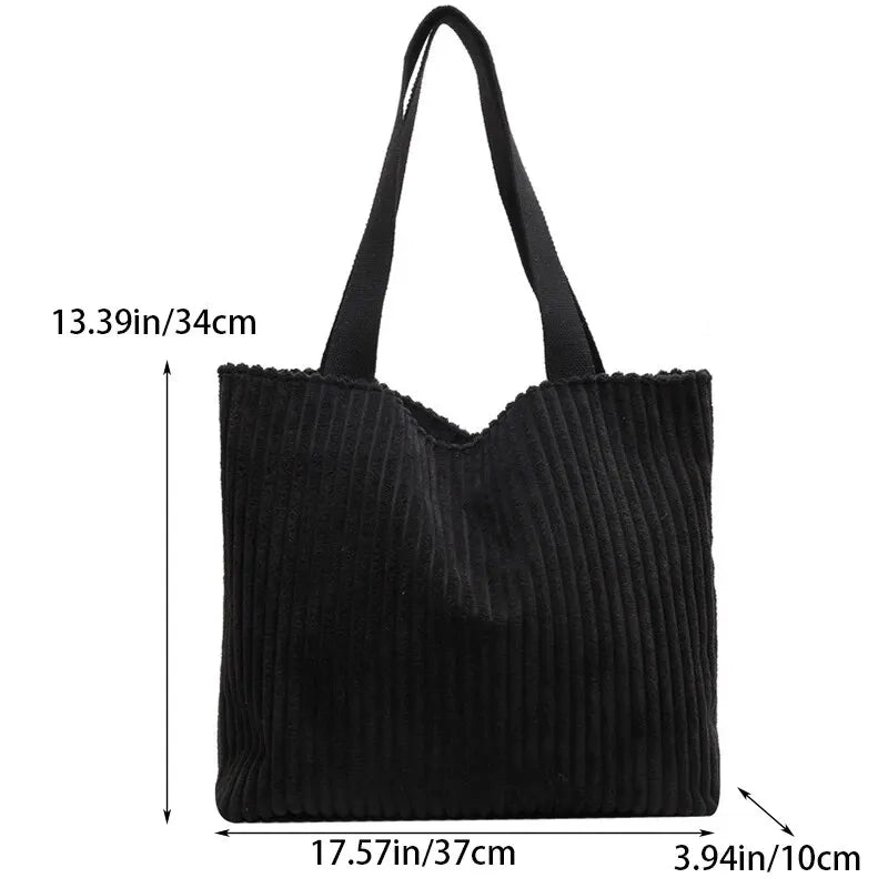 Tote Bags- Corduroy Tote Shoulder Bag for Shopping & Casual Outings- - IndioGear Fashion and Gear