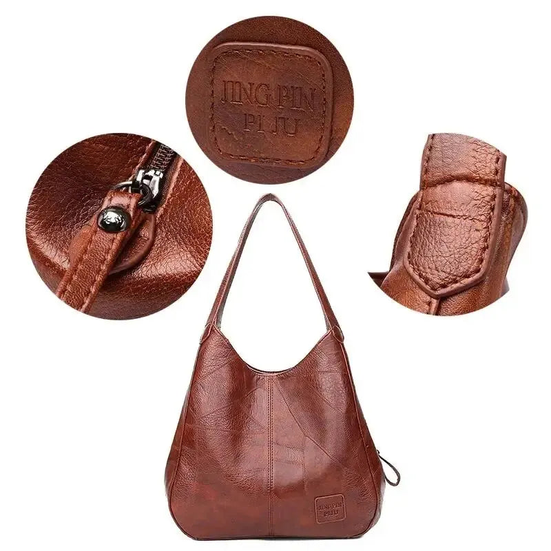 Tote Bags- Faux Leather Marble Grain Shoulder Bag Daily Commuter- - IndioGear Women Clothing