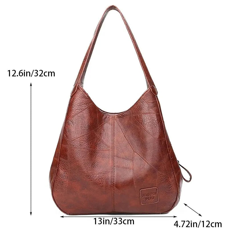 Tote Bags- Faux Leather Marble Grain Shoulder Bag Daily Commuter- - IndioGear Women Clothing