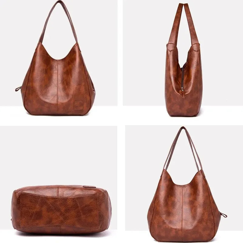 Tote Bags- Faux Leather Marble Grain Shoulder Bag Daily Commuter- - IndioGear Women Clothing