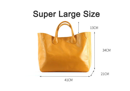 Tote Bags- Large Genuine Leather Shopper Tote Bag- - IndioGear Fashion and Gear